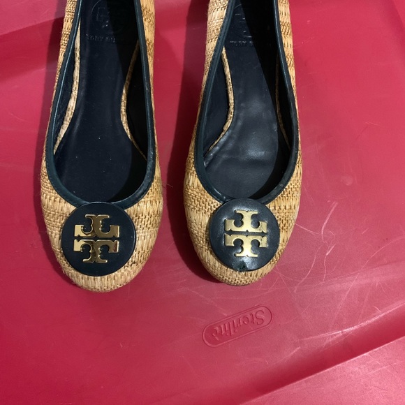 Tory Burch Revia raffia straw ballet - navy blue natural straw - Picture 2 of 6